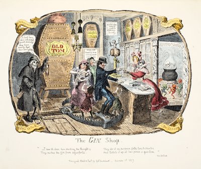 Il negozio di gin, pub. 1829 da George Cruikshank